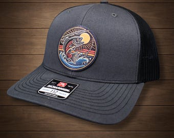 Trout Fishing Hat | Fisherman Outdoorsman Cap | Fishing Hat for Men | Trout Fly Fishing Hat | Japanese Style Tattoo Fishing Theme Hat
