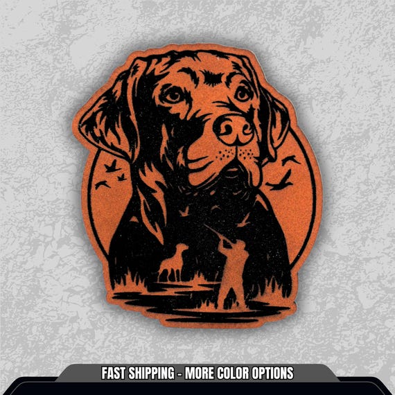 Hunting Dog Duck Leatherette Patch | Hunters Outdoorsman Hat Patch | Adhesive Patch Engraved Leatherette Hat Patch Hunting Trucker Hat