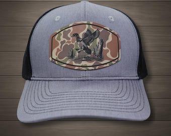 Mallard Duck Hat | Duck Hunting Trucker Hat | Laser Engraved Leather Patch | Richardson 112 Snapback | Waterfowl Hunter Gift