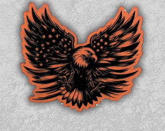 American Flag Eagle Hat Patch | Bald Eagle Flag Hat Patches | Leatherette Patches | Laser Engraved Leather | Custom Hat Patches | Patriotic