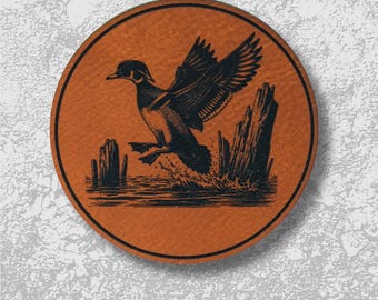 Mallard Duck Hat Patch | Laser Engraved Leatherette Patch | Duck Hunting Patch for Hats | Waterfowl Hunting Gift | Outdoorsman Patches