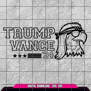Trump Vance Mullet Eagle SVG | Projekty naszywek na czapki Trump Vance | Trump Vector | Trump SVG DXF | Pliki do pobrania cyfrowego Cricut Glowforge Laser