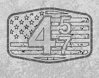 Parche para gorra Trump 45 47 SVG / Diseño de parche para gorra Trump / Vector Trump / Forma de parche Trump DXF / Descarga digital de archivos láser CNC Cricut Glowforge