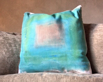 Linen Pillow Cover, Painted Pillow Cover, Decorative Cushion, Soft Pillow Cover, Small Pillow Covers, Handmade Pillow, Colorful Pillow