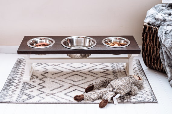 Medium 3 BowlX Pattern Farmhouse Dog Bowl Stand Medium 3 BowlX Pattern Farmhouse Dog Bowl Stand