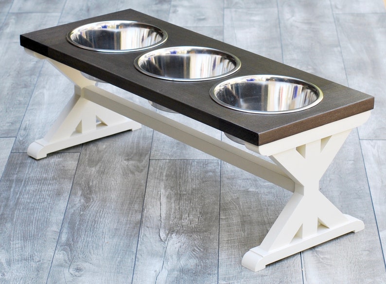 3 Bowl Dog Feeder Large 10 Tall Farmhouse Table Etsy