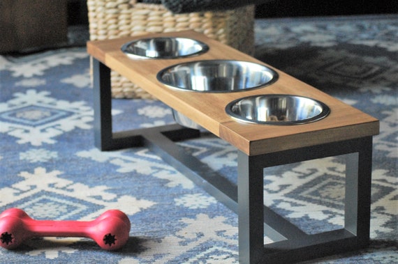 Large Elevated Dog Bowl Stand - X Pattern Farmhouse Table - Raised Dog -  billscustombuilds