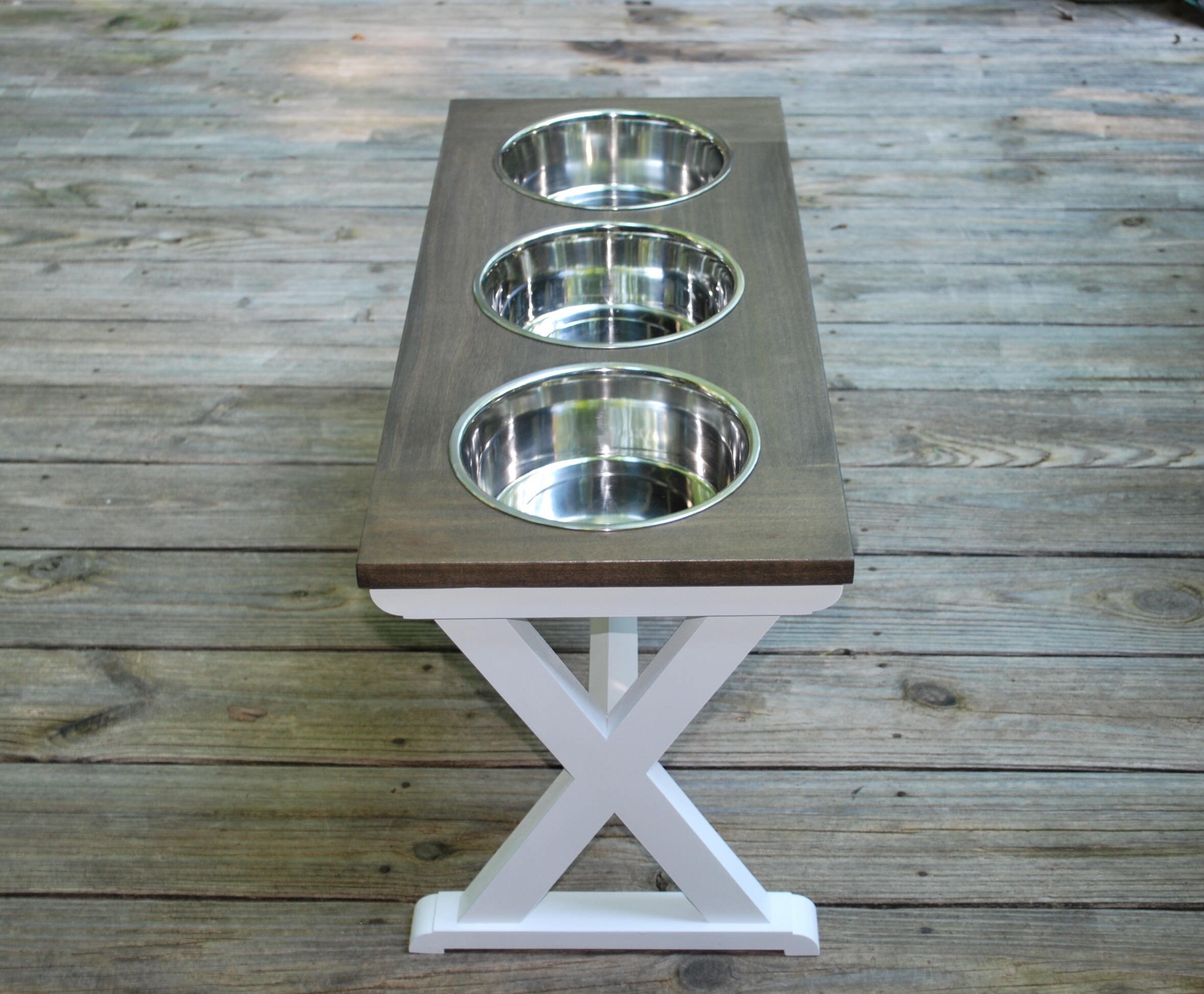 Extra Large Dog Bowl Stand 3 Bowl Dog Feeder X Style Farm Etsy