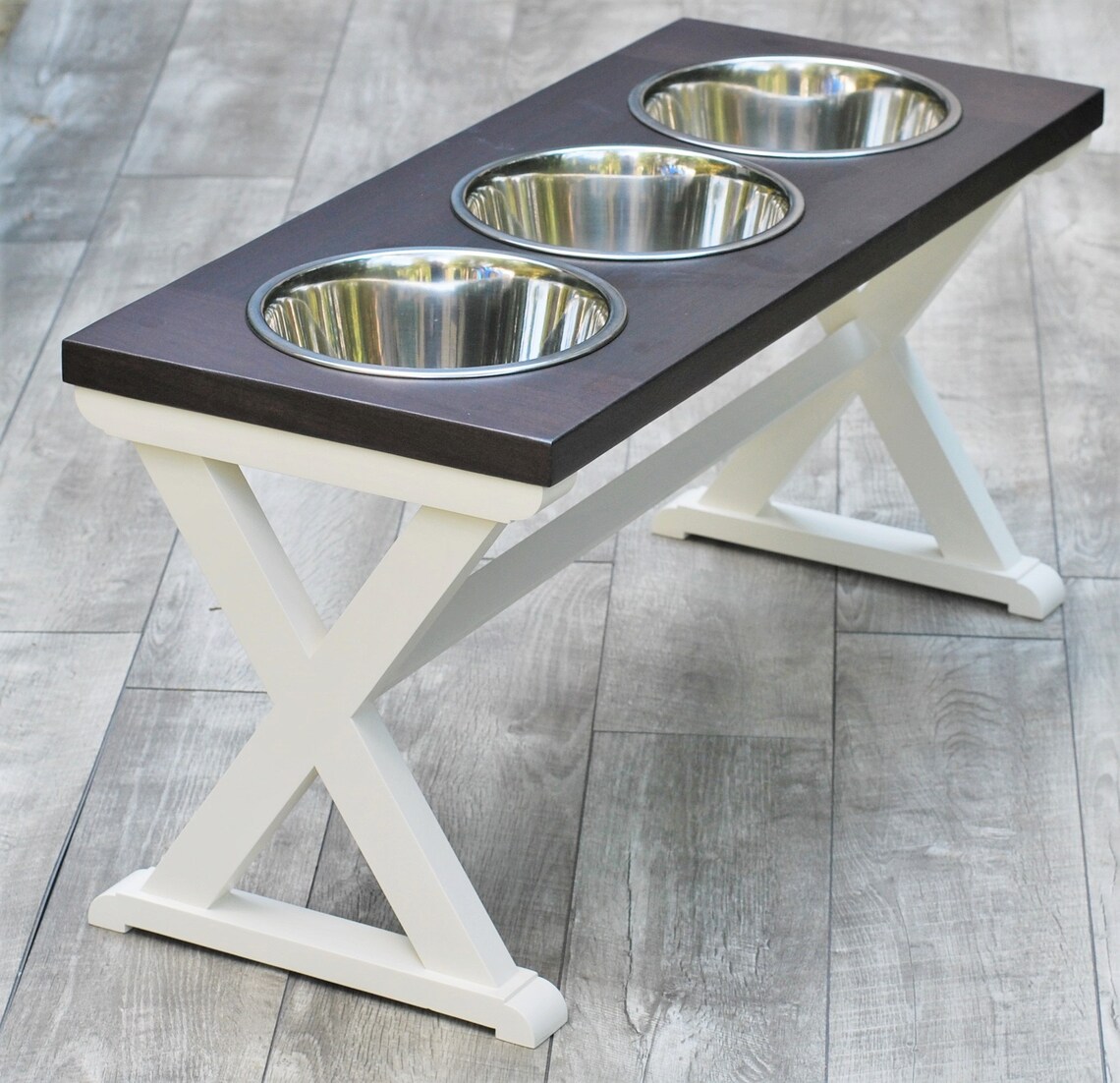 Extra Large Dog Bowl Stand 3 Bowl Dog Feeder X Style Farm Etsy