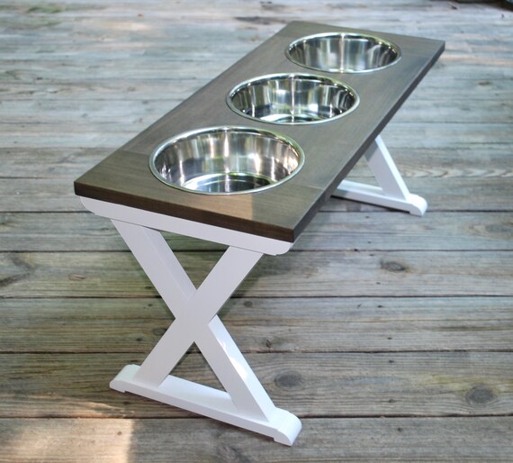 three bowl elevated dog feeder