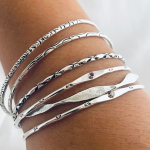 Silver pattern bangle/dainty bangle/pretty bracelet/minimal bangle/skinny/stacking bangle/stacking bracelet/ladies bracelet/boho