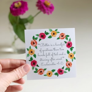 NOUVEAU! Versets bibliques de grossesse - 12 cartes d'écriture de grossesse de haute qualité - Couronne d'aquarelle carrée Travail Doula Sage-femme Babyshower