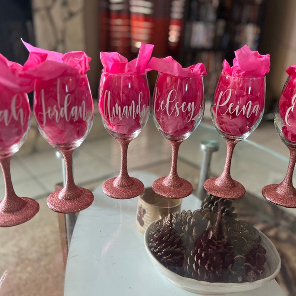 Personalized stemmed wine glass/Custom Wine glass