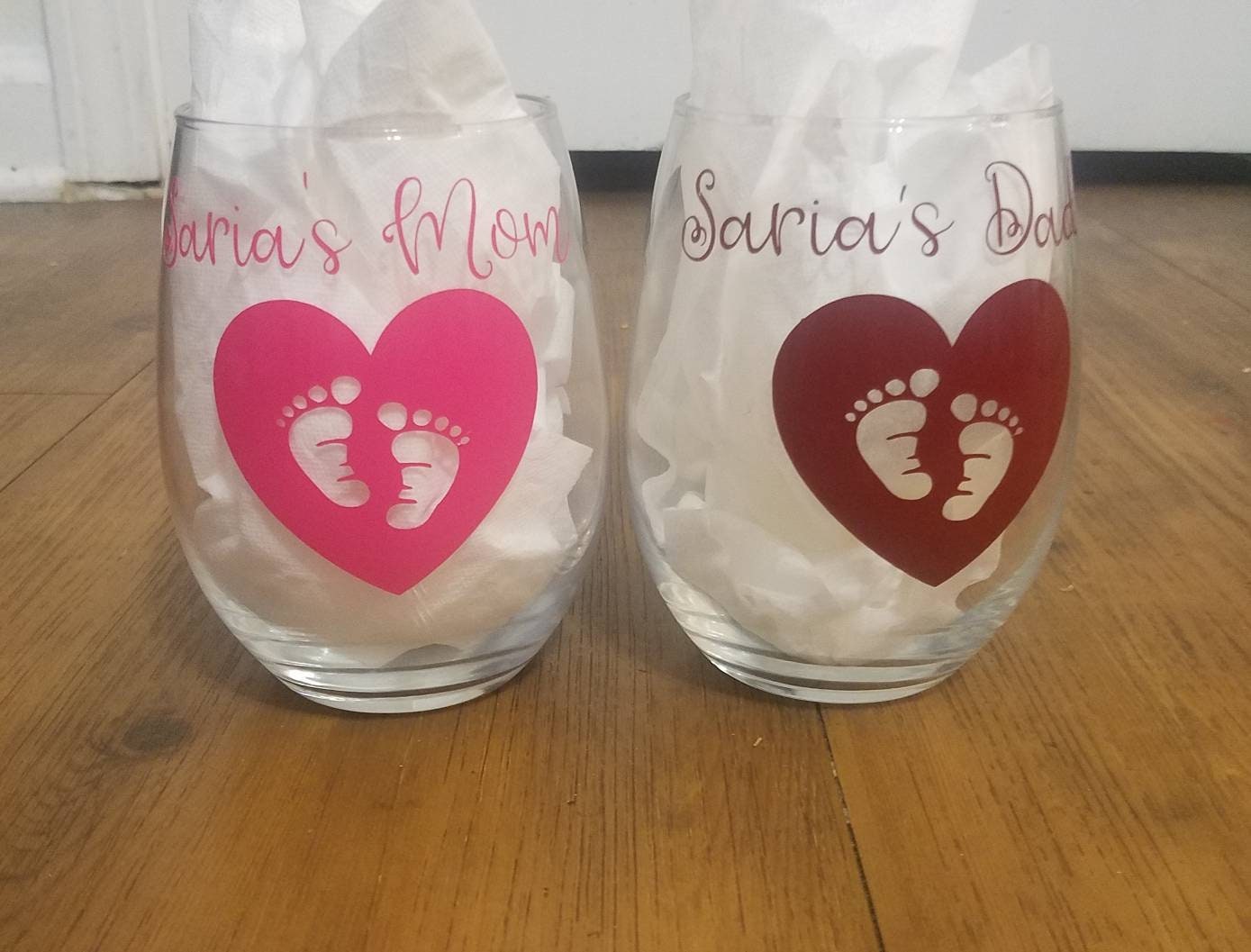 Baby Shower Gift Ideas Stemless Wine Glasses Custom Wine Etsy