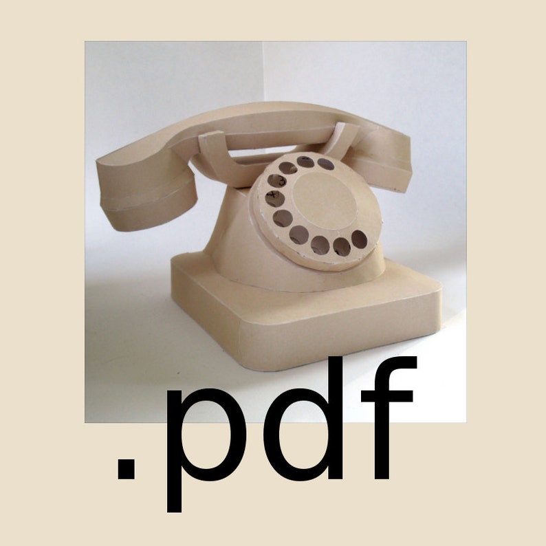 Telephone Papercraft PDF DIY Template image 1