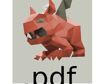 Gargoyle DIY lowpoly papercraft PDF template to build this decorative paper model