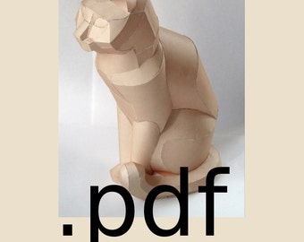 Sitting Cat Papercraft PDF - DIY Template