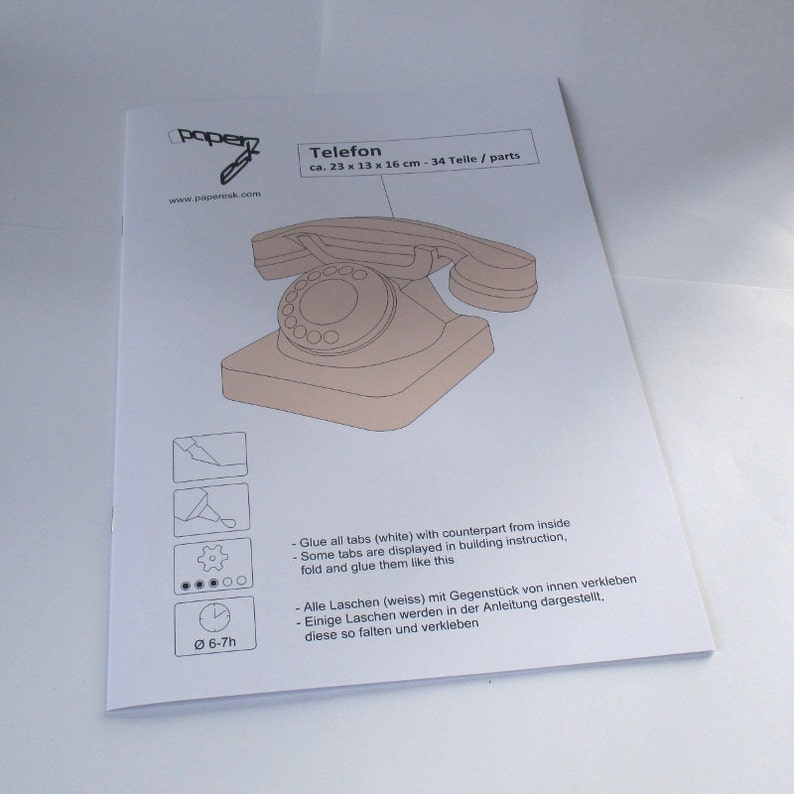 Telephone Papercraft PDF DIY Template image 5