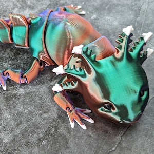 Axolotl articulé. Jouet d'agitation/d'anxiété/d'anxiété/d'ornement/de sculpture multicolore de haute qualité imprimé en 3D