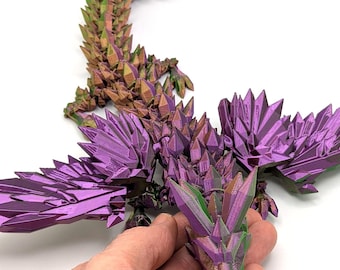 Drago di cristallo alato articolato, giocattolo antistress stampato in 3D