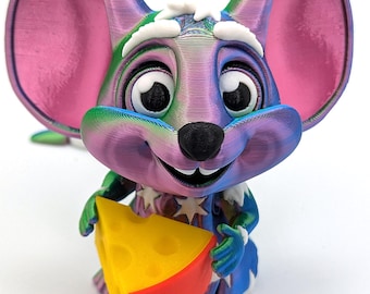 Topolino impertinente stampato in 3D con formaggio, giocattolo antistress, ornamento