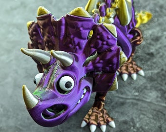 Articulated Zombie Skeletal Triceratops Dinosaur. High quality 3D printed fidget / anxiety toy / ornament / sculpture