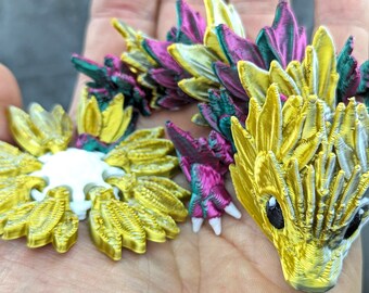 Articulated Sunflower Dragon, Fidget, Sculpture, Ornament