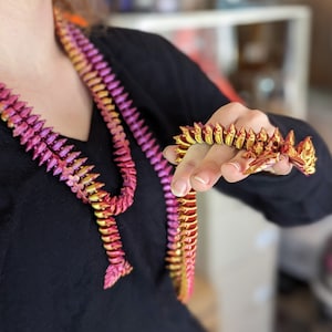 Articulated Long-tailed Winged Crystal Dragon. Large high quality 3D printed fidget / anxiety toy / ornament / sculpture image 1