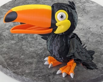 Tucán articulado. Gran juguete fidget impreso en 3D de alta calidad / juguete de ansiedad / adorno / escultura