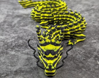 Stripy Articulated Dragon. Large high quality 3D printed fidget / anxiety toy / ornament / sculpture