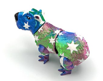 Disco Star Capybara! Giocattolo/ornamento/scultura antistress/anti-ansia stampato in 3D multicolore di alta qualità.
