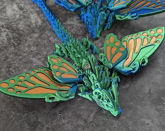 Articulated Winged Butterfly Dragon. Large high quality 3D printed fidget / anxiety toy / ornament / sculpture