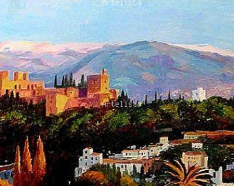 Alhambra. Sierra Nevada. Granada.Spain. Acrylic on canvas 100 X 50 cm