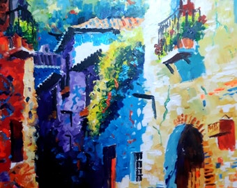 Street of Granada.Alhambra.Spain. Acrilyc on canvas 90 x 60 cm