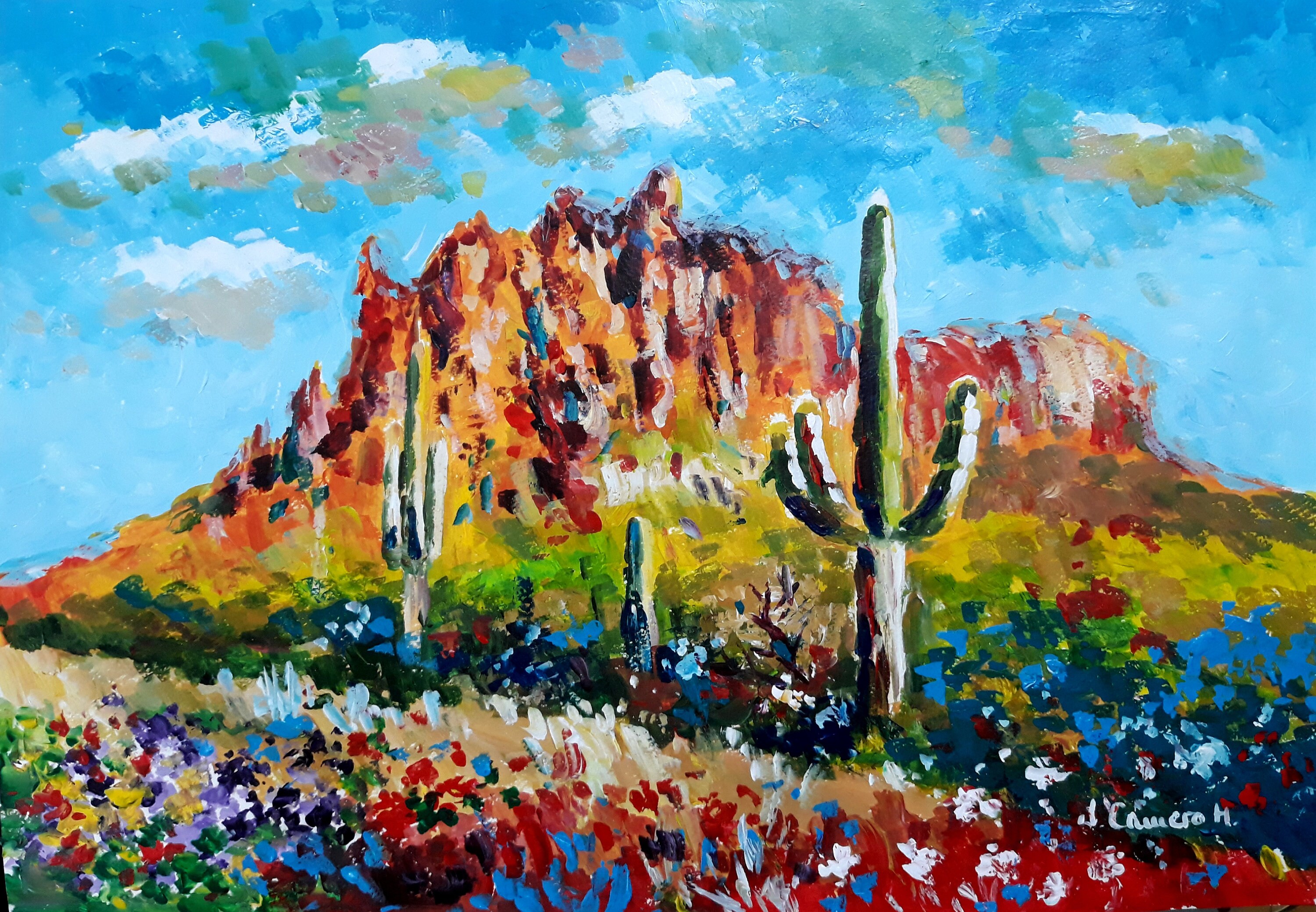 Sonora. Original acrylic on paper 13' x 19' (50 x 35) cm.Jose camero