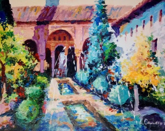 Alhambra. Granada. Spain. Acrylic on canvas 81 X 60 cm (32' x 23'). jose camero