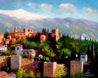 Grenade. Alhambra. Acrylic on canvas 46 x 33 cm (18' x 13')