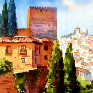 Alhambra. Granada.Spain.Acquerello 50 x 35 cm (20'x13')
