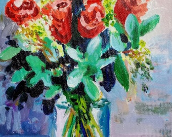 Fleurs. Peinture acrylique sur toile