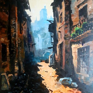 Strada tipica. Granada.Spain.Stampa su carta. Jose Camero