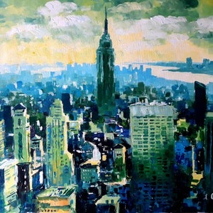 New York. Original acrylic on canvas 21&#39; x 18&#39; (55 x 46) cm.Jose camero