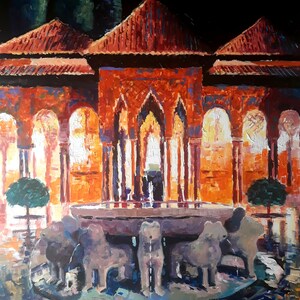 Patio de los leones. Granada.Spain. Acrilyc on canvas