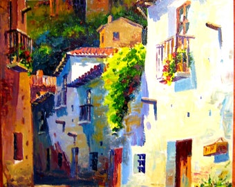 Typical street of Granada. Watercolor 50 x 35 cm (20&#39;x13&#39;)