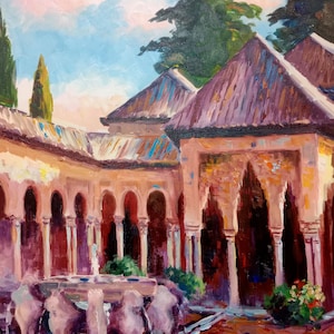 Cortile dei Leoni. Granada.Spagna. Acrilico su carta 81 x 60 cm (31'x23'). José Camero