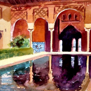 Alhambra. Granada.Spagna. Acquerello 50 x 35 cm (20' x 13')