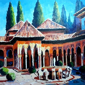 Patio de los leones. Granada.Spain. Acrilyc on canvas