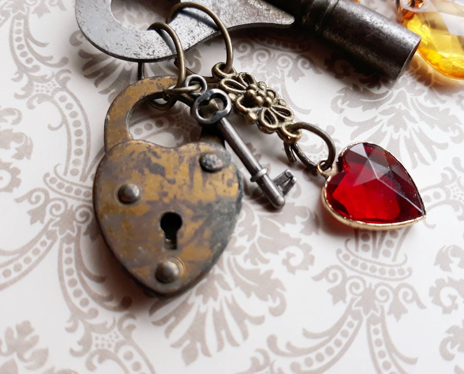 Vintage Clock Key Necklace Brass & Metal Key Charm Etsy