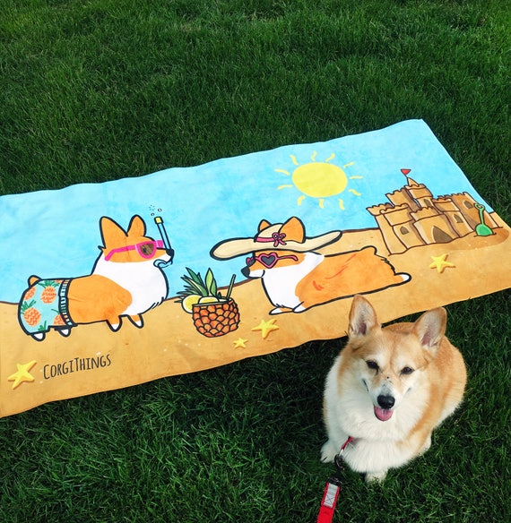 corgi beach towel
