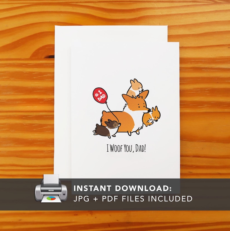 PRINTABLE I Woof Dad Card Printable Greeting Cards Corgi Etsy printable-i-woof-dad-card-printable-greeting-cards-corgi-etsy