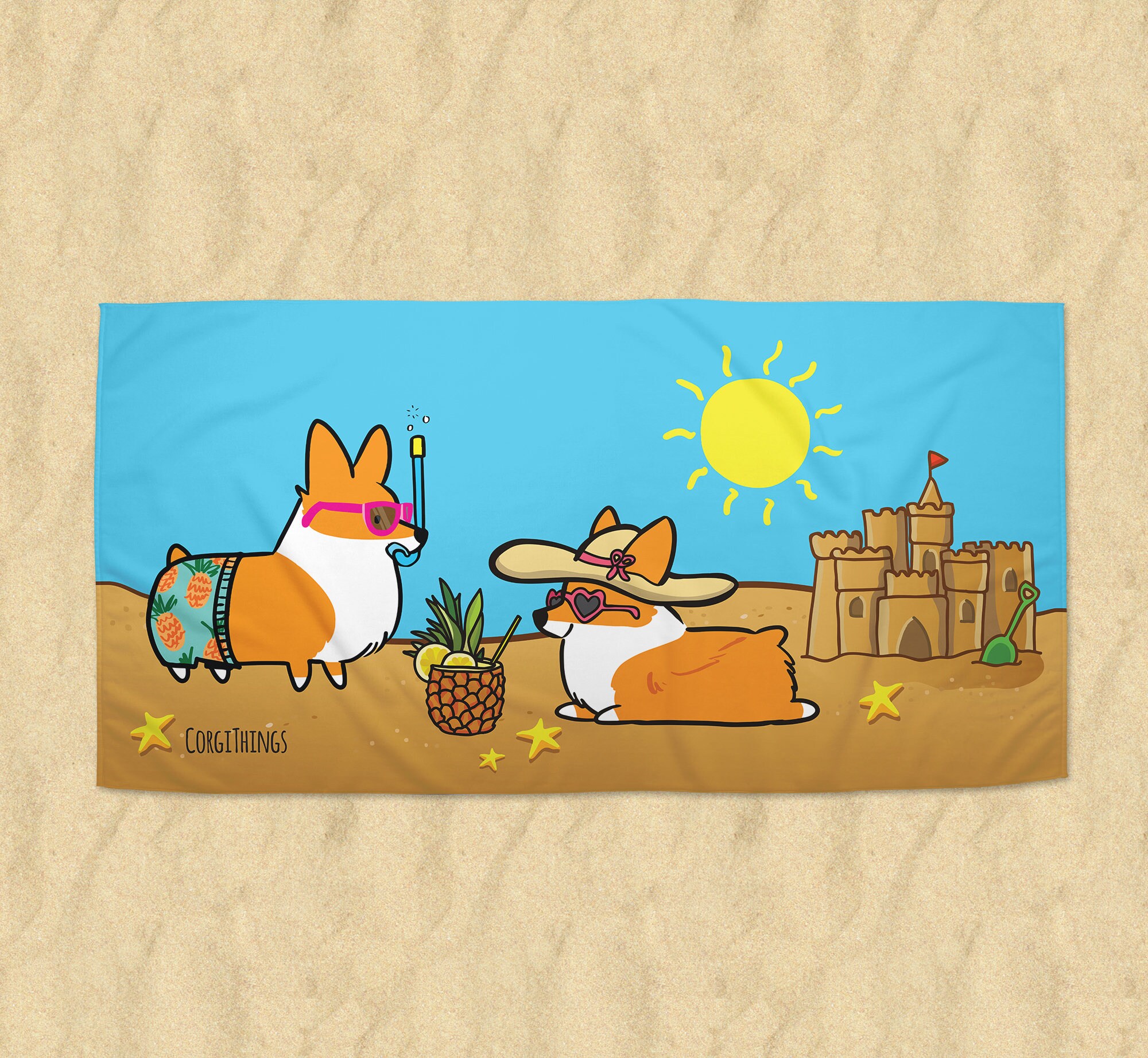 corgi beach towel